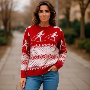 COCOBLEU WOMAN’S SKI SNOWFLAKE
CHRISTMAS COZY SWEATER Size medium